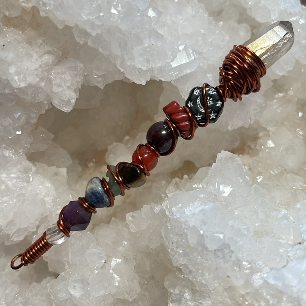 Handmade chakra crystal and Czech glass magical wand🪄